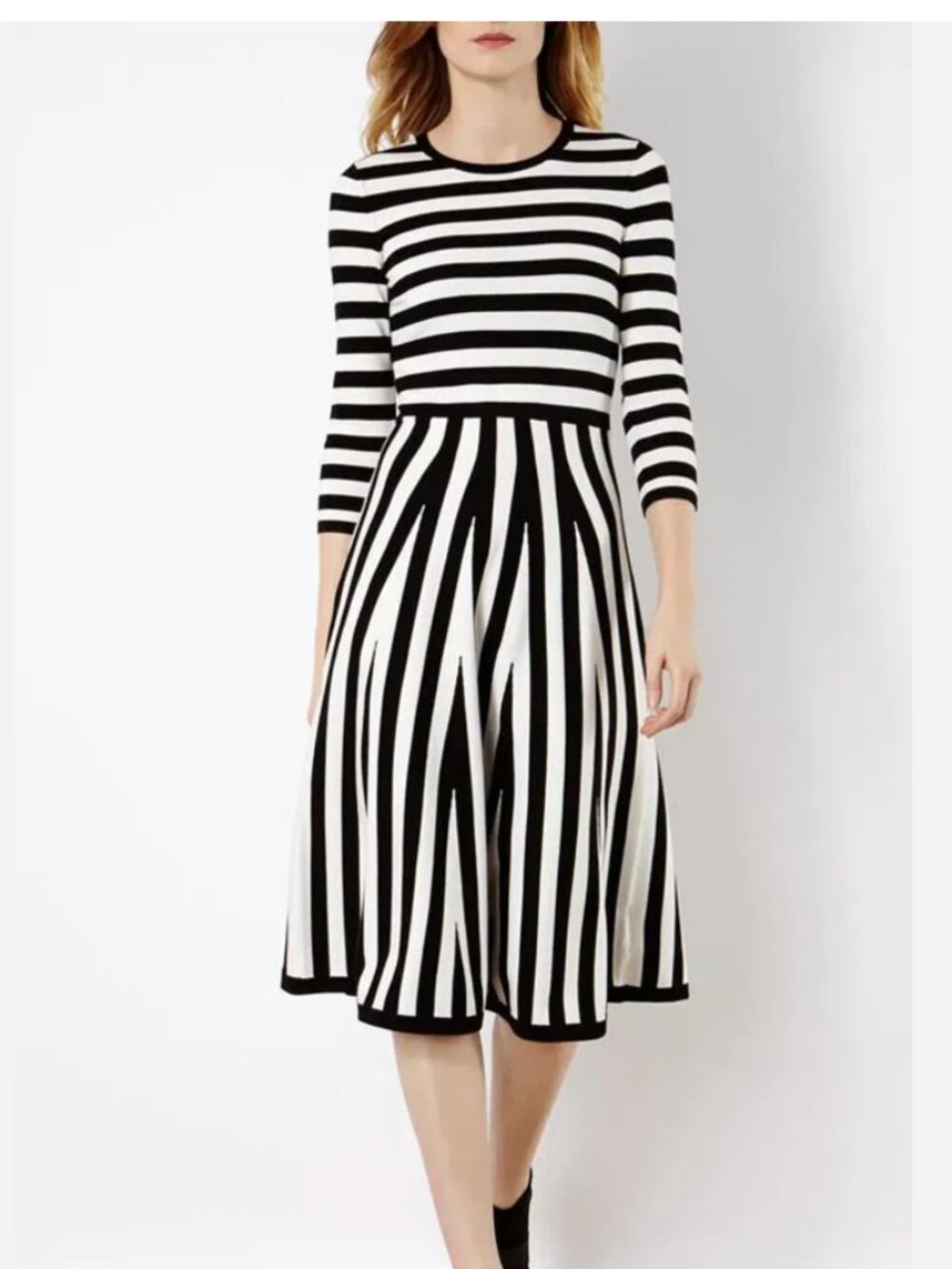 Karen Millen black and white sweater dress - S